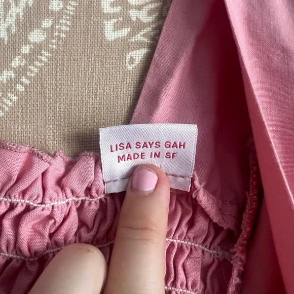 Lisa Says Gah Baby Pink Puff Sleeve Smocked Bodice Mini Dress - Picture 5 of 7